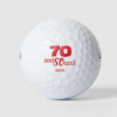 カスタマイズ可能なおしゃれな70歳の誕生日グッズ 赤 ゴルフボール (正面)