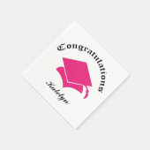 カスタマイズ可能なおめでとう卒業ナプキン – ピンク スタンダードカクテルナプキン (角)