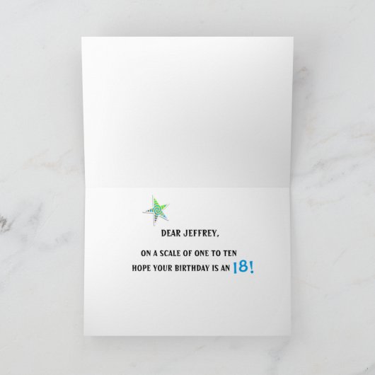 カスタマイズ可能なおもしろいの星の第18誕生日の挨拶状 カード (内部)