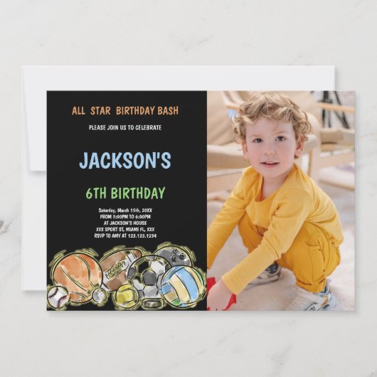 カスタマイズ可能なおもしろいパーティの招待状 子供へ 招待状 (正面)