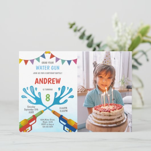 カスタマイズ可能なおもしろいパーティの招待状 子供へ 招待状 (スタンド正面)