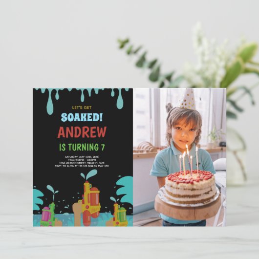 カスタマイズ可能なおもしろいパーティの招待状 子供へ 招待状 (スタンド正面)