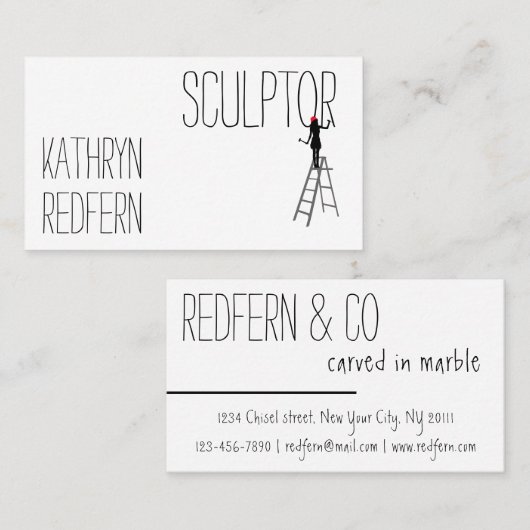 カスタマイズ可能なおもしろい彫刻女性 名刺 (正面/裏面)