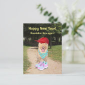 カスタマイズ可能なおもしろい犬の新年の決断 シーズンポストカード (スタンド正面)