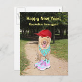 カスタマイズ可能なおもしろい犬の新年の決断 シーズンポストカード (正面/裏面)