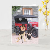 カスタマイズ可能なおもしろい犬クラシック カード (黄色い花)