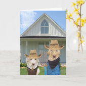 カスタマイズ可能なおもしろい犬/ラボカード カード (黄色い花)