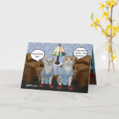 カスタマイズ可能なおもしろい猫の旦那誕生日 カード (黄色い花)