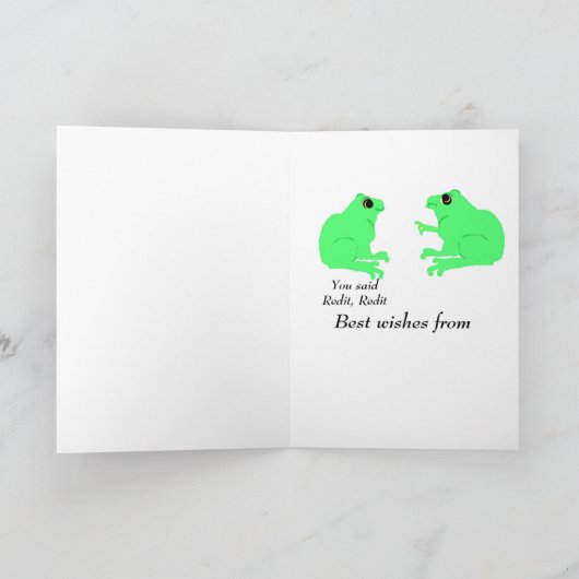 カスタマイズ可能なおもしろい誕生日カードにカエルを貼る カード (内部)