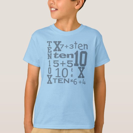 カスタマイズ可能なおもしろい10の数学によってインスパイア第10誕生日 Tシャツ (正面)