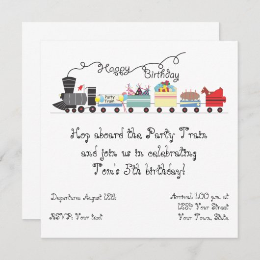 カスタマイズ可能なお子様の誕生日パーティーの招待 招待状 (正面/裏面)