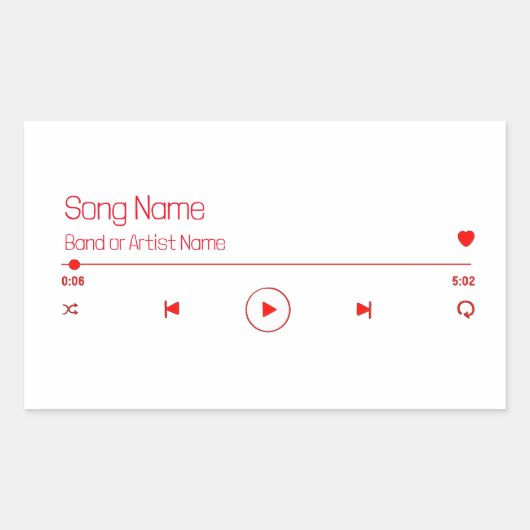 カスタマイズ可能なお気に入りの音楽 長方形シール (正面)