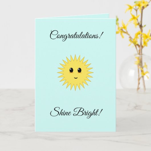 カスタマイズ可能なお祝いシャインブライトサン カード (黄色い花)