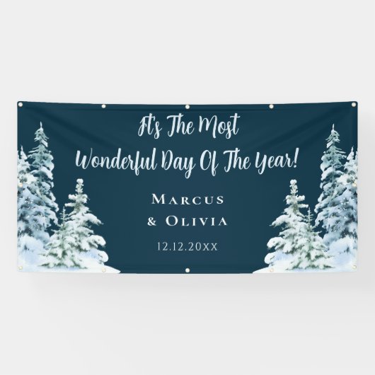 カスタマイズ可能なお祝い冬の結婚式 横断幕 (横)