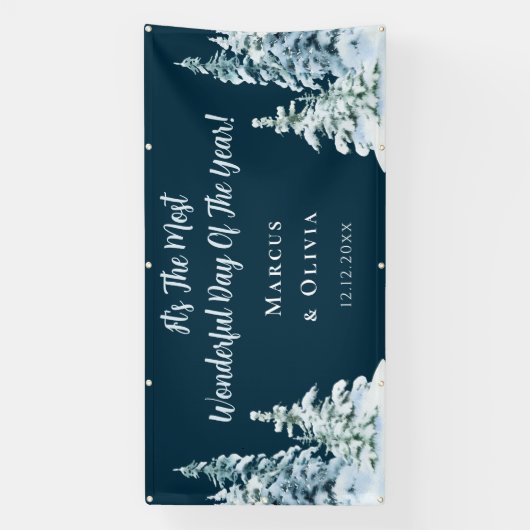 カスタマイズ可能なお祝い冬の結婚式 横断幕 (縦)