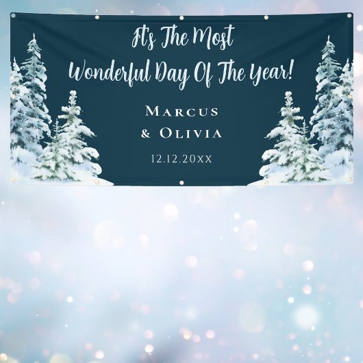 カスタマイズ可能なお祝い冬の結婚式 横断幕