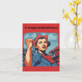 カスタマイズ可能なお祝い、強い女性 カード (黄色い花)