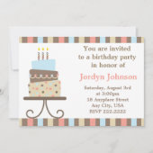 カスタマイズ可能なお誕生日ケーキの招待状 招待状 (正面)