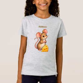 カスタマイズ可能なかわいいちびネズミとチーズ Tシャツ