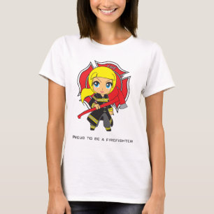 カスタマイズ可能なかわいいの消防士の女の子- Tシャツ