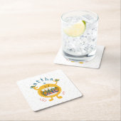 カスタマイズ可能なかわいいイエローモンスター スクエアペーパーコースター (インサイチュ)