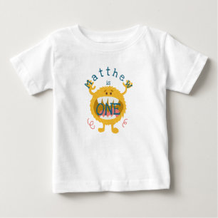 カスタマイズ可能なかわいいイエローモンスター ベビーTシャツ
