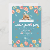 カスタマイズ可能なかわいいオレンジキャットバニーイースター 招待状 (正面)