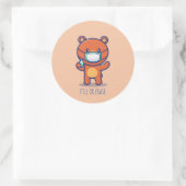 カスタマイズ可能なかわいいクマのマスクサニタイザー ラウンドシール (バッグ)