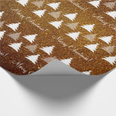 カスタマイズ可能なかわいいクリスマスツリーパターン|ブラウン ラッピングペーパー (角)