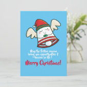 カスタマイズ可能なかわいいクリスマスベル飛んでいる 招待状 (スタンド正面)