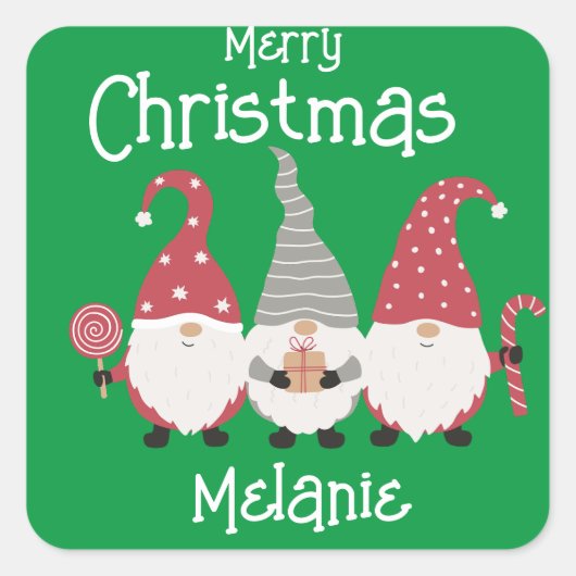 カスタマイズ可能なかわいいクリスマス格言 子供へ スクエアシール (正面)
