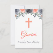 カスタマイズ可能なかわいいサーモン初の聖餐式 サンキューカード (裏面)