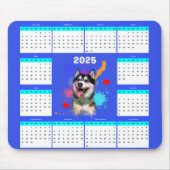 カスタマイズ可能なかわいいシベリアのハスキー犬カレンダー マウスパッド (正面)