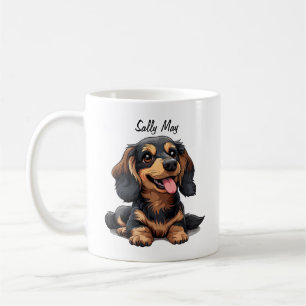 カスタマイズ可能なかわいいダックスフンドの子犬のコーヒーカップ コーヒーマグカップ