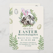 カスタマイズ可能なかわいいダルメシアンのイースター 招待状 (正面/裏面)