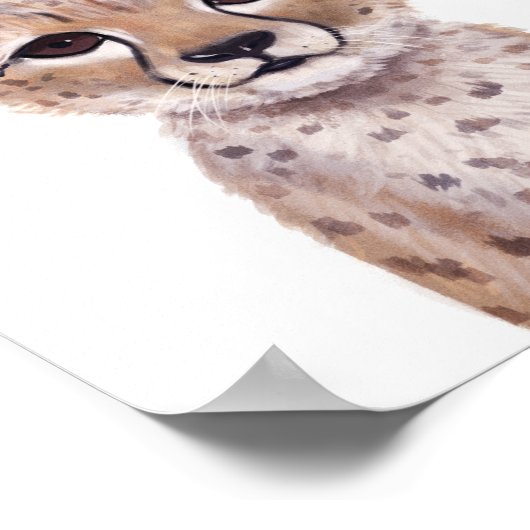 カスタマイズ可能なかわいいチーターの赤ちゃんの子供用ポスター ポスター (角)