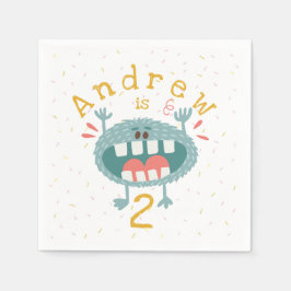 カスタマイズ可能なかわいいティール（緑がかった色）モンスター スタンダードカクテルナプキン