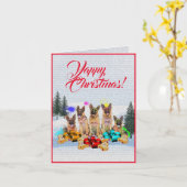 カスタマイズ可能なかわいいドイツの羊飼いクリスマスカード カード (黄色い花)