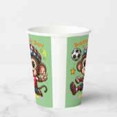 カスタマイズ可能なかわいいハッピーモンキーサッカー選手 紙コップ (右)