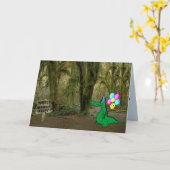 カスタマイズ可能なかわいいバースデー・カードのわに カード (黄色い花)