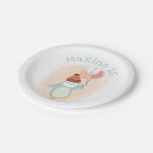 カスタマイズ可能なかわいいパステルペンギンとバルーン ペーパープレート (アングル)