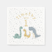 カスタマイズ可能なかわいいパステル恐竜誕生日 スタンダードカクテルナプキン (正面)