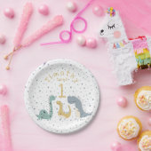 カスタマイズ可能なかわいいパステル恐竜誕生日 ペーパープレート (パーティー)