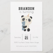 カスタマイズ可能なかわいいパンダファースト誕生日招待状 便箋 (正面)