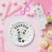 カスタマイズ可能なかわいいパンダ初誕生日バルーン ペーパープレート (パーティー)