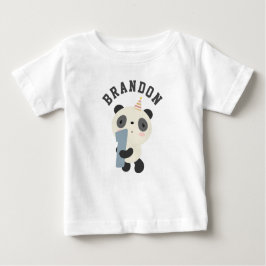 カスタマイズ可能なかわいいパンダ初誕生日 ベビーTシャツ