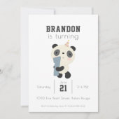 カスタマイズ可能なかわいいパンダ初誕生日 招待状 (正面)