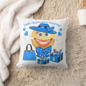 カスタマイズ可能なかわいいファッション絵文字とショッピング クッション (ブランケット)