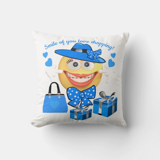 カスタマイズ可能なかわいいファッション絵文字とショッピング クッション (正面)