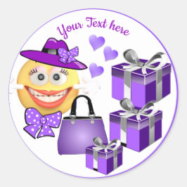 カスタマイズ可能なかわいいファッション絵文字とショッピング ラウンドシール